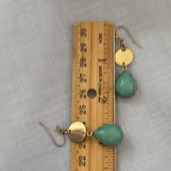 Turquoise and Gold-Tone Drop Dangle Earrings - Picture 9 of 9